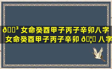 🐳 女命癸酉甲子丙子辛卯八字「女命癸酉甲子丙子辛卯 🦉 八字怎么样」